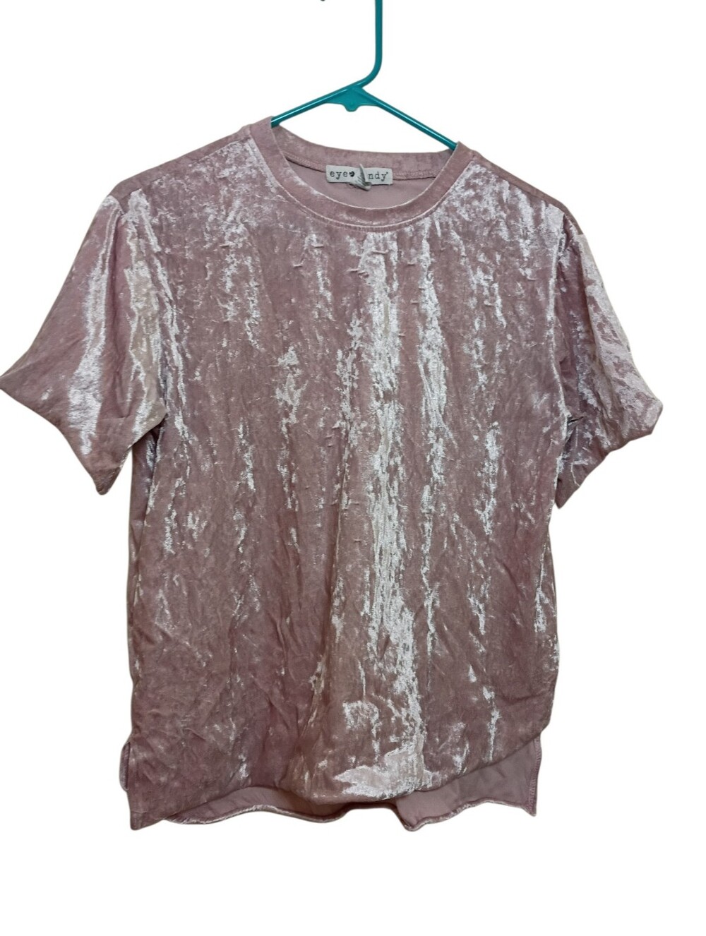 eye candy Crushed Velvet Tee in Dusty Rose